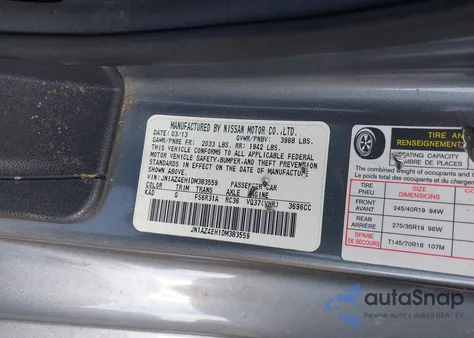 2013 Nissan 370Z Touring z USA, uszkodzony, nr VIN JN1AZ4EH1DM383559